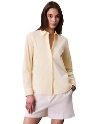 Calvin Klein Jeans Women's Cotton Poplin Stretch Relaxed Button-Down Shirt