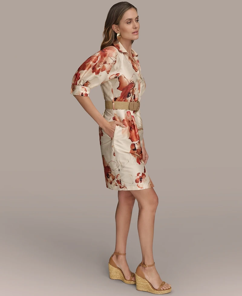 Donna Karan New York Women's Printed Belted Shirtdress