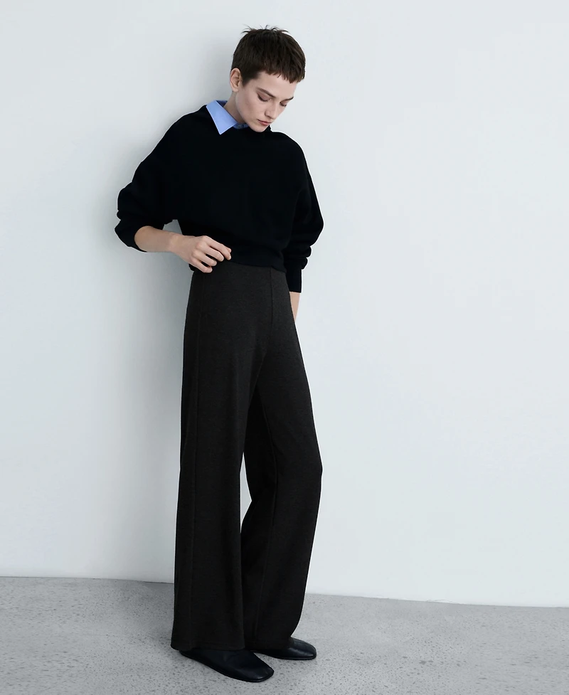 Mango Women's Fine-Knit Wide Leg Pants