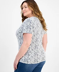 Style & Co Plus Printed Henley Short-Sleeve Top, Exclusively at Macy's