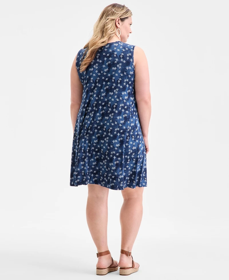 Style & Co Plus Size Printed Sleeveless Flip Flop Dress, Exclusively at Macy's