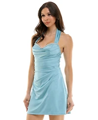 Seni & Cade Juniors' Ruched Bodycon Halter Dress