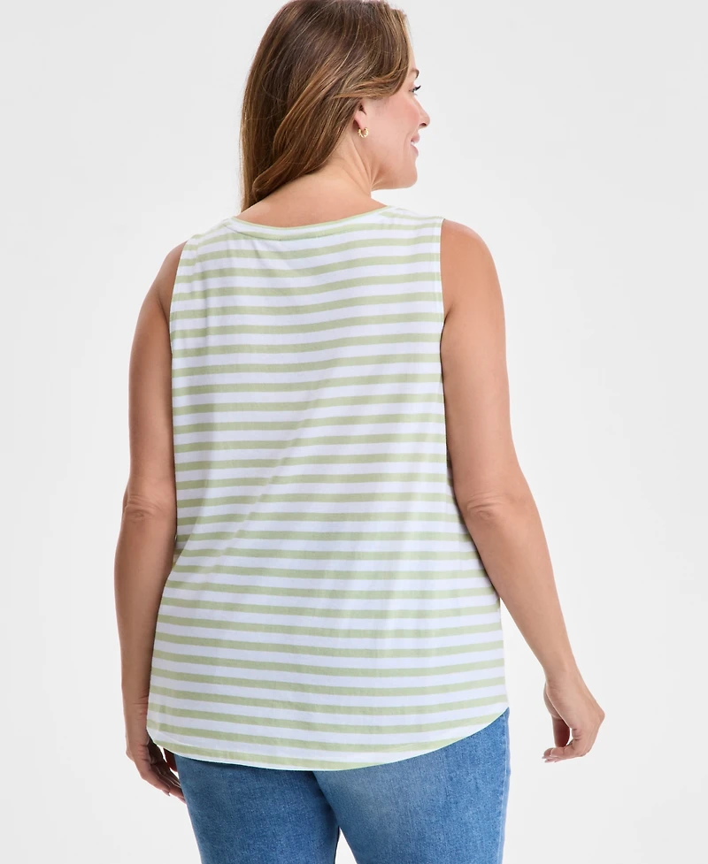 Style & Co Plus Size V-Neck Printed Perfect Tank Top, Exclusively at Macy's