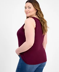 Style & Co Plus Lace-Trimmed Tank Top