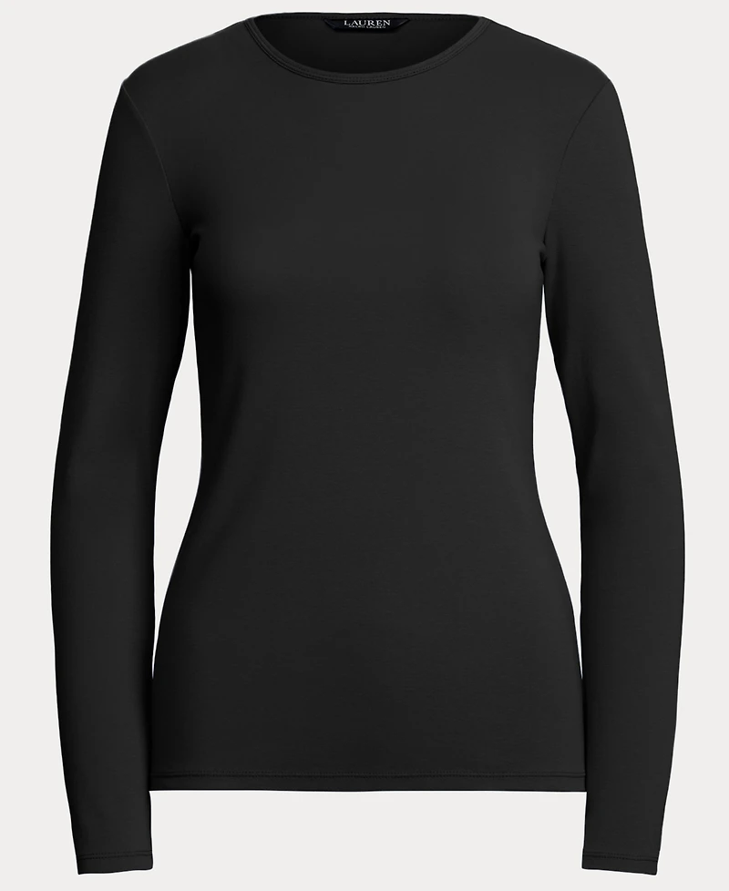 Lauren Ralph Cotton-Blend Long-Sleeve Top