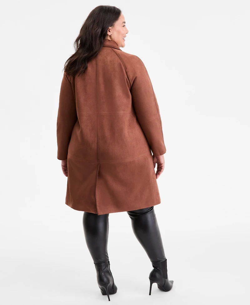 Bcbgmaxazria Plus Button-Front Faux-Suede Jacket