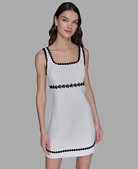 Karl Lagerfeld Paris Women's Tweed Contrast-Trim Square-Neck Dress