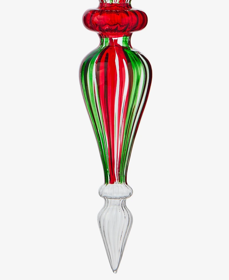 Holiday Lane Christmas Cheer Glass Red and Green Finial Ornament, Macy's Exclusive