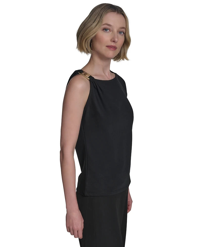 Halston Women's Asymmetric One-Shoulder Hardware Top