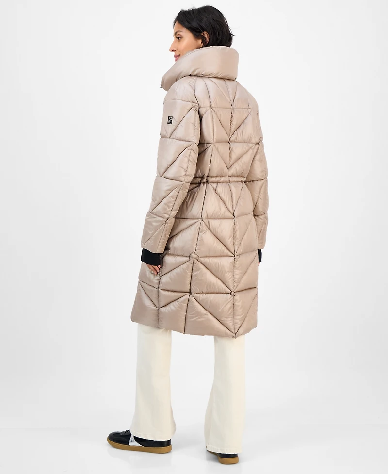 Bcbg Women's Quilted Thumbhole-Cuff Puffer Coat