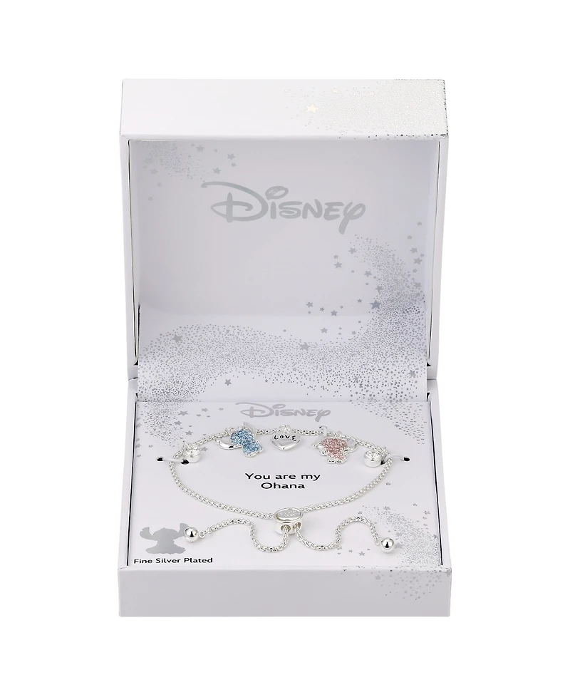 Disney Cubic Zirconia Lilo and Stitch Love Angel Bolo Bracelet