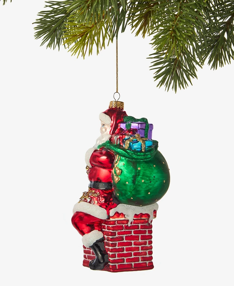 Holiday Lane Christmas Cheer Santa in Chimney Ornament, Macy's Exclusive