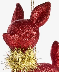 Holiday Lane Christmas Glitters Red Deer With Scarf Ornament, Macy's Exclusive