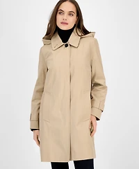 London Fog Women's Hooded Scarf Trench Coat