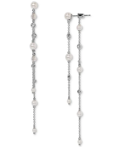 Eliot Danori Silver-Tone Imitation Pearl & Cubic Zirconia Maisie Front & Back Drop Earrings, Exclusively at Macy's