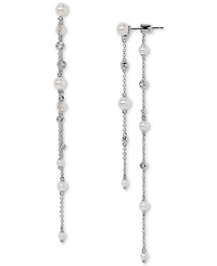 Eliot Danori Silver-Tone Imitation Pearl & Cubic Zirconia Maisie Front & Back Drop Earrings, Exclusively at Macy's