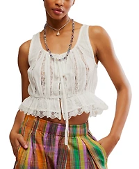 Free People Women's Alana Lace-Trim Cotton Sleeveless Top