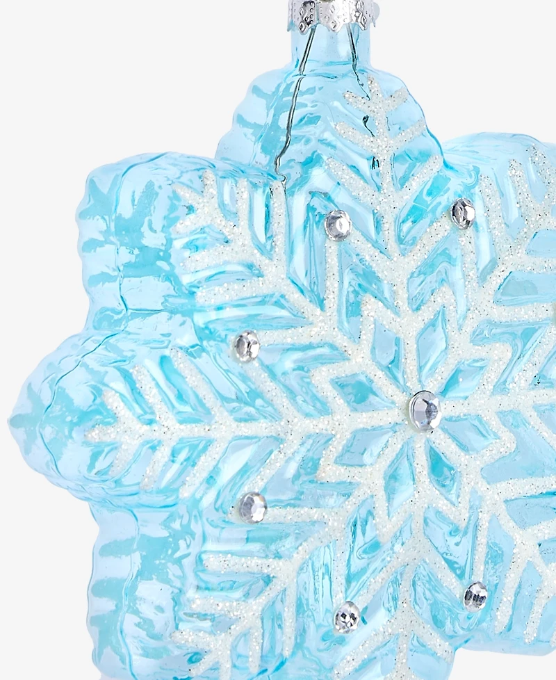 Holiday Lane Enchanted Emerald Blue Glass Snowflake Ornament, Macy's Exclusive