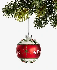 Holiday Lane Macy's 2025 Glass Holly Ball Ornament, Macy's Exclusive
