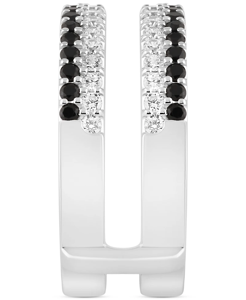 Black & White Diamond Guard Ring (1 ct. t.w.) in 14k White Gold