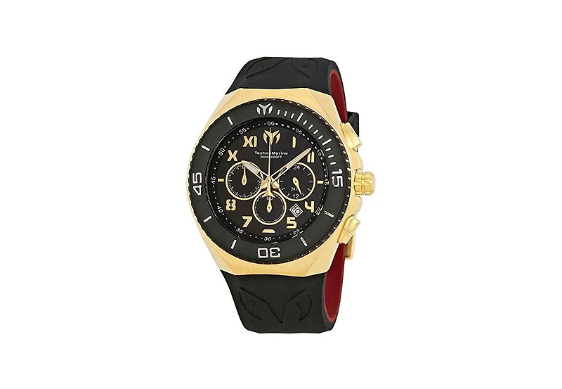Technomarine Men's Tm-215066 Manta Ocean Quartz 3 Hand Black, Gold Dial Watch