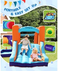 Ltmate Global Inc. Bounce House with Blower, Kids Inflatable Bouncy House with Slide, Jump Bouncy Castle with Ball Pit Pool, Basketball Hoop, Football