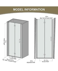 Zachvo Pivot Frameless Shower Door with Clear Glass for Bathroom