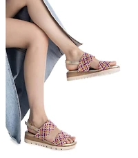 Women's Double Strap Flat Sandals By Xti