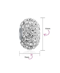 Bling Jewelry Set of 4 White Crystal Spacer Charm Bead .925 Sterling Silver Core