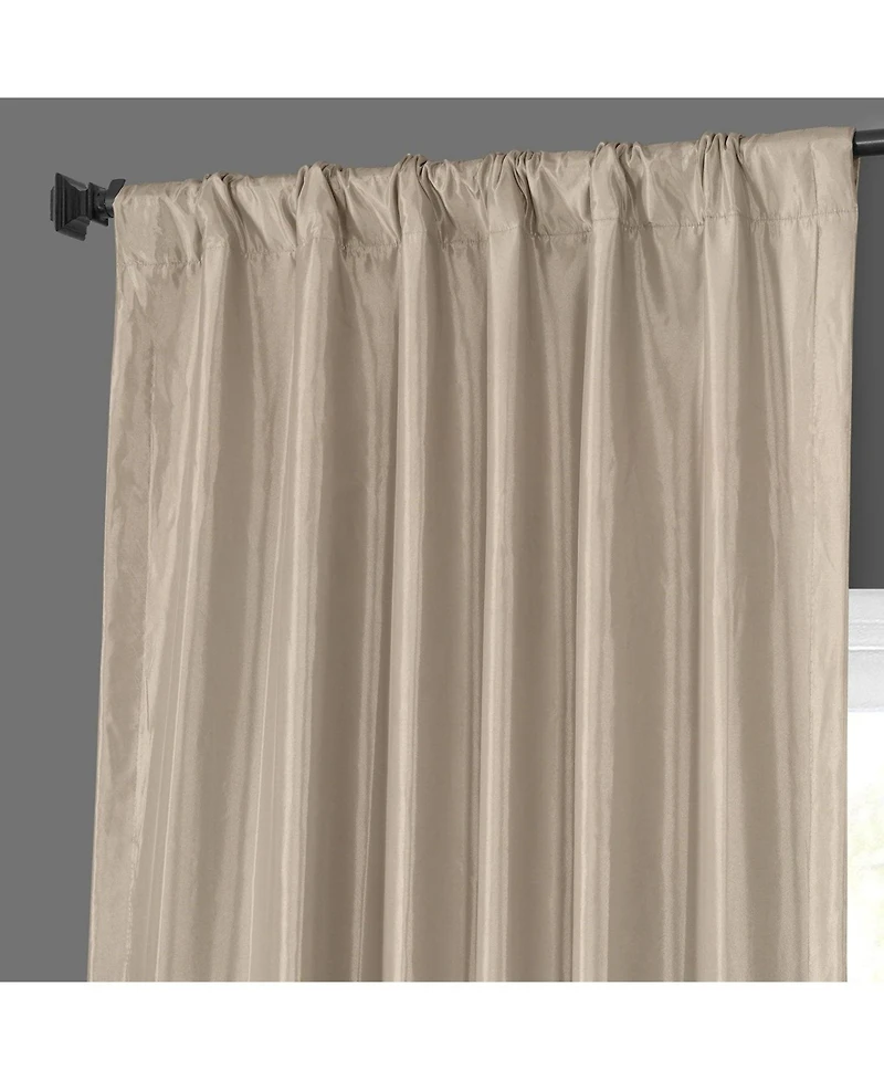 Half Price Drapes Antique Beige Solid Faux Silk Taffeta Room Darkening Curtain