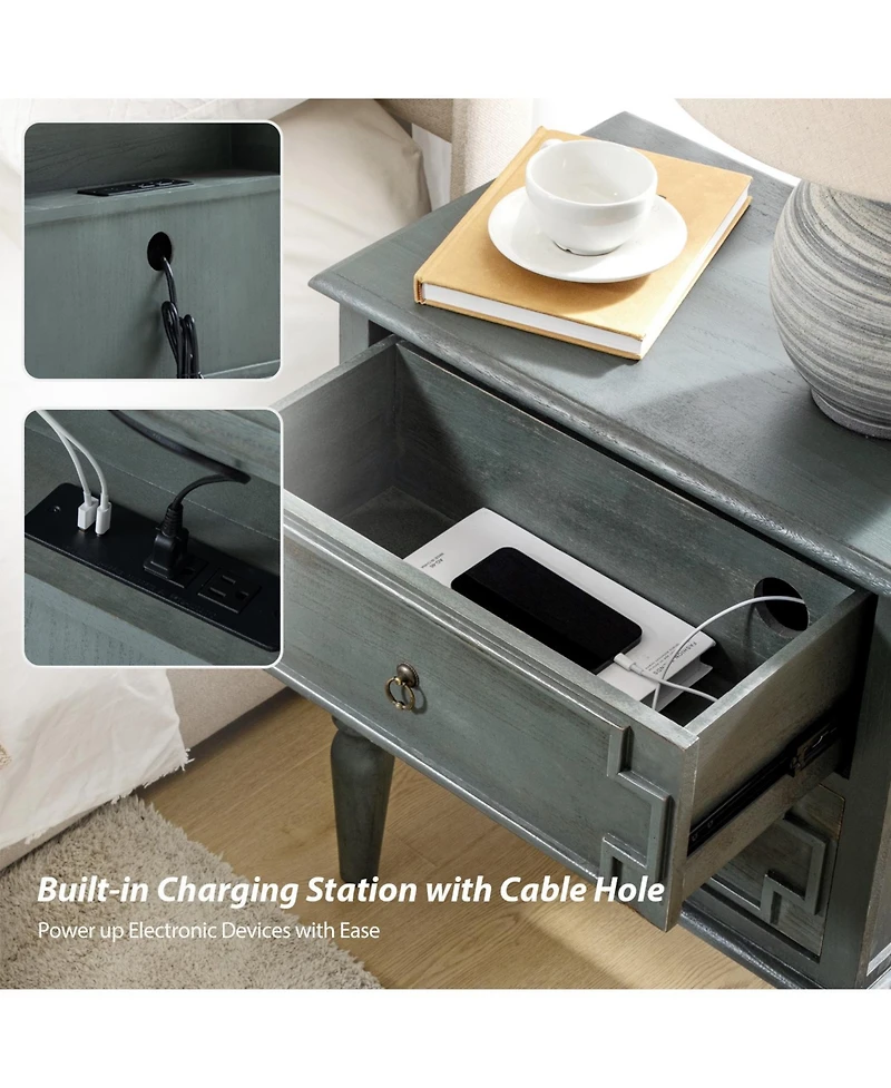 Kim 28"Tall 2-Drawer Nightstand