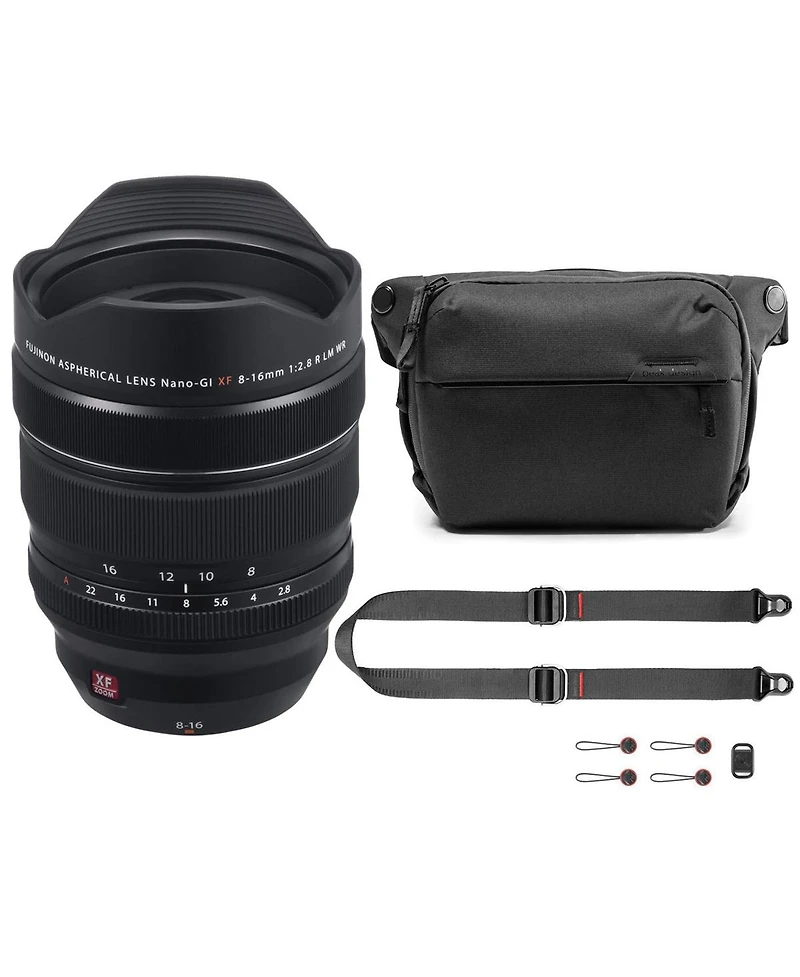 Fujifilm Xf 8-16mm f/2.8 R Lm Wr Lens, Bundle with Peak Design 6L Everyday Sling V2, SlideLITE Strap