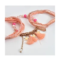 Sohi Women's Beaded Tassel Multi-Layer Bracelet