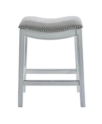 Upholstered And Solid Wood Backless Bar Height Bar Chair