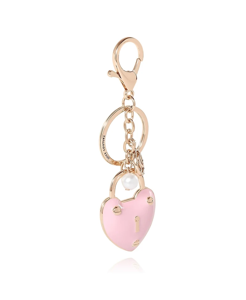 Juicy Couture Heart Lock Keychain – Chic Pink & Gold Fashion Accessory