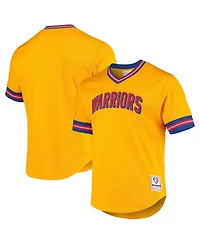 Mitchell & Ness Men's Gold San Francisco Warriors Hardwood Classics 75th Anniversary Mesh V-Neck T-Shirt