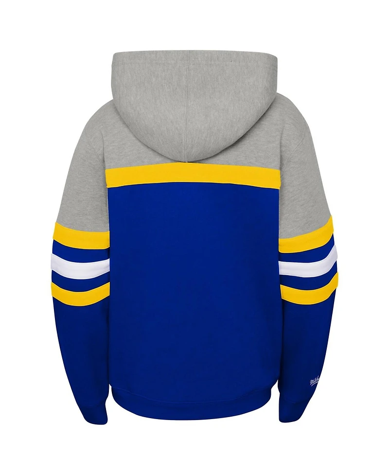Mitchell & Ness Big Boys and Girls Royal/Heather Gray Denver Nuggets Hardwood Classics Head Coach Pullover Hoodie