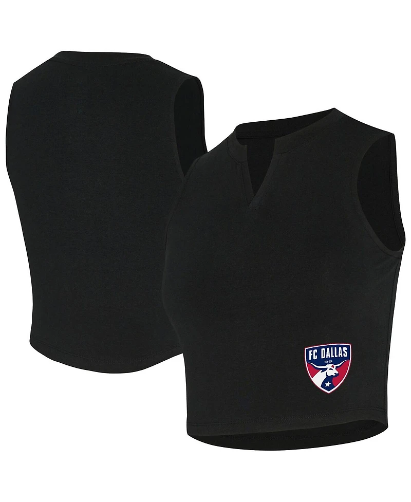 Concepts Sport Women's Black Fc Dallas Market Cropped Tri-Blend Tank Top