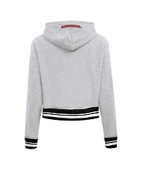 Pro Standard Women's Heather Gray Arkansas Razorbacks Script Tail Fleece Cropped Pullover Hoodie