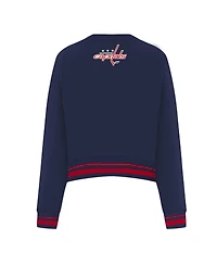 Pro Standard Women's Navy Washington Capitals Area Code Cropped Pullover Sweatshirt