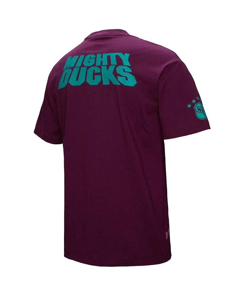 Mitchell & Ness Men's Teemu Selanne Purple Anaheim Ducks Ultimate Player Vintage Logo T-Shirt