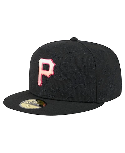 New Era Men's Black Pittsburgh Pirates Tonal Koi 59FIFTY Fitted Hat