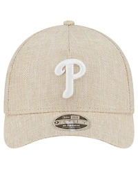 New Era Men's Beige Philadelphia Phillies Cotton Weave M-Crown A-Frame 9FORTY Adjustable Hat