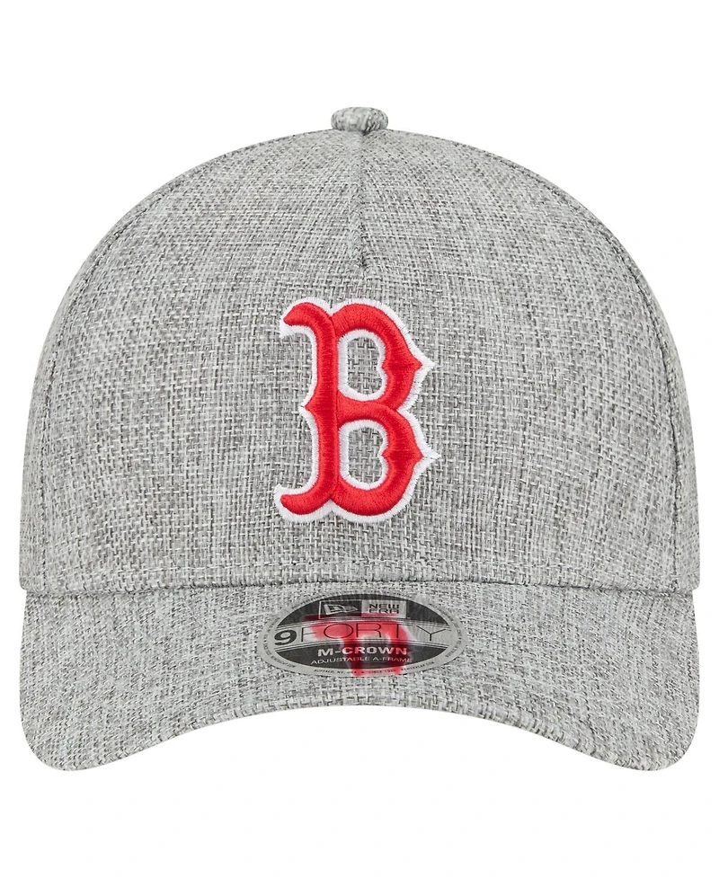 New Era Men's Gray Boston Red Sox Cotton Weave M-Crown A-Frame 9FORTY Adjustable Hat