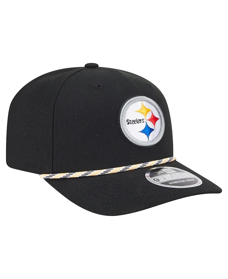New Era Men's Black Pittsburgh Steelers Gameday Multi Rope 9SEVENTY Stretch-Snap Hat