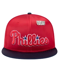 New Era Men's Red/Navy Philadelphia Phillies Satin 59FIFTY Fitted Hat