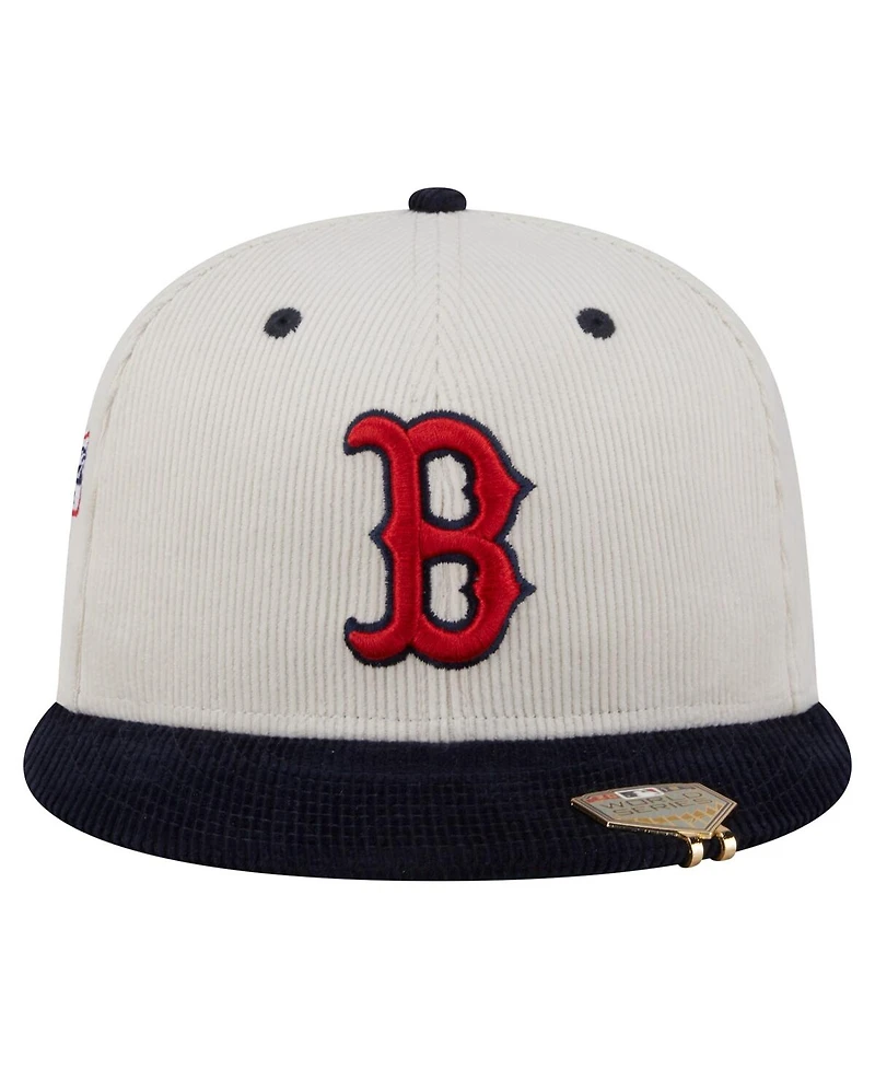 New Era Men's Cream/Navy Boston Red Sox Two-Tone Corduroy 59FIFTY Fitted Hat
