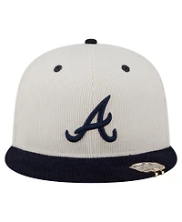 New Era Men's Cream/Navy Atlanta Braves Two-Tone Corduroy 59FIFTY Fitted Hat