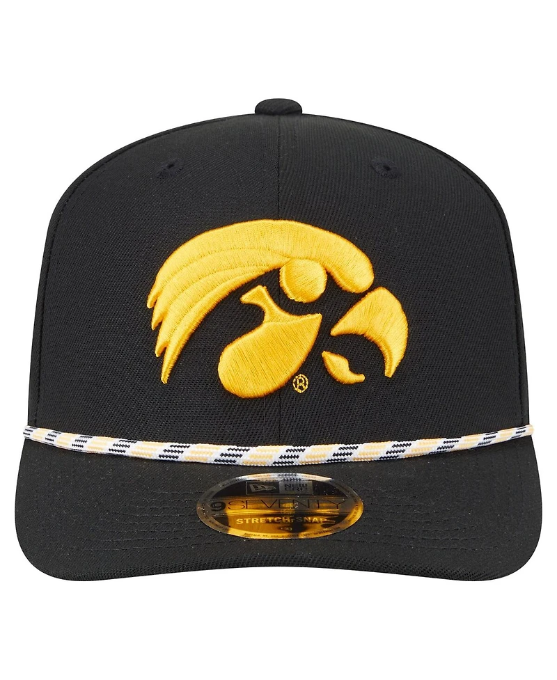 New Era Men's Black Iowa Hawkeyes Game Day Multi-Rope 9SEVENTY Stretch-Snap Hat