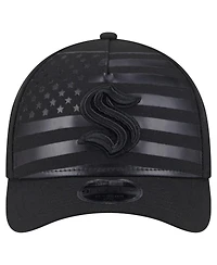 New Era Men's Black Seattle Kraken Game Day Stealth Flag 9FORTY A-Frame Adjustable Hat
